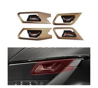 TROGPYXG 4pcs ABS Golden Carbon Fiber Color Inner Door Open Handle Bowl Cover Interior Compatible with Peugeot 208 2020-2025(Golden with Handle)