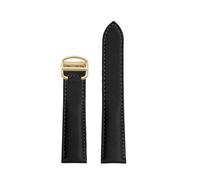 TROGPYXG Compatible With Cartier Must London Solo Men's SANTOS Women's Nylon Cowhide Bottom Watch Strap 16mm 18mm 20mm Wristband Black Blue(Black-gold buckle,16mm-width)