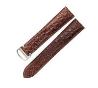 TROGPYXG Compatible With Cartier Solo Series Crocodile Leather Band Men Women Generic Soft Watch Strap 16 17 18 20 22 24 25mm(Brown-Steel-Z4,24mm)