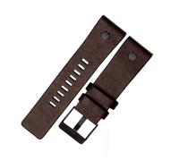 TROGPYXG Compatible With Diesel Cowhide Watch Strap Men DZ4323 DZ1657 DZ4318 Lychee Pattern Plain Wristband Calfskin Watchband 22 24 26 27 28 30mm(B Dark brown-black,22mm)