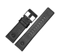 TROGPYXG Compatible With Diesel Cowhide Watch Strap Men DZ4323 DZ1657 DZ4318 Lychee Pattern Plain Wristband Calfskin Watchband 22 24 26 27 28 30mm(A black-black,30mm)
