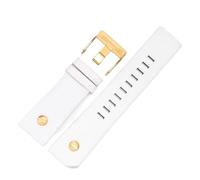 TROGPYXG Compatible With Diesel Cowhide Watch Strap Men DZ4323 DZ1657 DZ4318 Lychee Pattern Plain Wristband Calfskin Watchband 22 24 26 27 28 30mm(A white-gold,30mm)