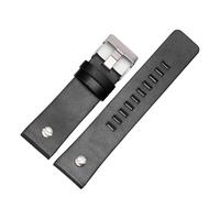 TROGPYXG Compatible With Diesel Cowhide Watch Strap Men DZ4323 DZ1657 DZ4318 Lychee Pattern Plain Wristband Calfskin Watchband 22 24 26 27 28 30mm(B black-silver,24mm)