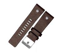 TROGPYXG Compatible With Diesel Cowhide Watch Strap Men DZ4323 DZ1657 DZ4318 Lychee Pattern Plain Wristband Calfskin Watchband 22 24 26 27 28 30mm(B Dark brown-silver,26mm)