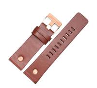 TROGPYXG Compatible With Diesel Cowhide Watch Strap Men DZ4323 DZ1657 DZ4318 Lychee Pattern Plain Wristband Calfskin Watchband 22 24 26 27 28 30mm(B Light brown-RD,30mm)