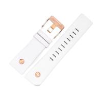 TROGPYXG Compatible With Diesel Cowhide Watch Strap Men DZ4323 DZ1657 DZ4318 Lychee Pattern Plain Wristband Calfskin Watchband 22 24 26 27 28 30mm(A white-rose gold,32mm)