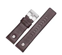 TROGPYXG Compatible With Diesel Cowhide Watch Strap Men DZ4323 DZ1657 DZ4318 Lychee Pattern Plain Wristband Calfskin Watchband 22 24 26 27 28 30mm(A brown-silver,22mm)