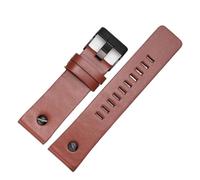 TROGPYXG Compatible With Diesel Cowhide Watch Strap Men DZ4323 DZ1657 DZ4318 Lychee Pattern Plain Wristband Calfskin Watchband 22 24 26 27 28 30mm(B Light brown-black,22mm)