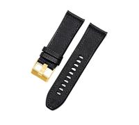 TROGPYXG Compatible With Diesel Officer Series Silicone Watchband 26mm Nylon-faced Leather Design Waterproof Sweatproof Watch Strap Flat Interface(Black Black-GD-K3)
