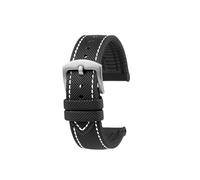TROGPYXG Compatible With Longines Conquest Hydroconquest L3.781 642 742 782 Men Nylon Rubber Bottom Watch Strap Sport Diving Watchband(Black white-S pin,20mm-width)