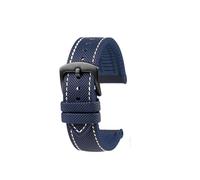 TROGPYXG Compatible With Longines Conquest Hydroconquest L3.781 642 742 782 Men Nylon Rubber Bottom Watch Strap Sport Diving Watchband(Blue white-B pin,22mm-width)