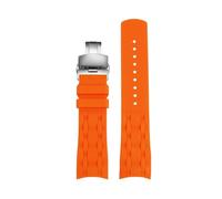 TROGPYXG Compatible With Tissot 1853 Kutu Series Watch Strap T035.407. T035407A Curved Silicone 22mm Men's Bracelet Black Blue Orange Watchband(Orange-silver B)