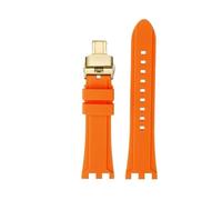 TROGPYXG Compatible With Versace V-RACE DUAL Series Strap Silicone Watch Accessories 24mm Waterproof Belt Notch Special Concave Rubber Watch Band(Orange-gold-A)