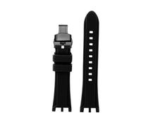 TROGPYXG Compatible With Versace V-RACE DUAL Series Strap Silicone Watch Accessories 24mm Waterproof Belt Notch Special Concave Rubber Watch Band(Black-black-A)