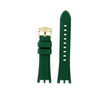 TROGPYXG Compatible With Versace V-RACE DUAL Series Strap Silicone Watch Accessories 24mm Waterproof Belt Notch Special Concave Rubber Watch Band(Green-gold)