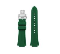 TROGPYXG Convex Silicone Bracelet Watchband Compatible With Casio EDIFICE 5634 EFB-680 EFS-S570YD/YDC/YDB Series Modified Rubber Watch Strap(Green - silver,24x12mm)