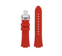 TROGPYXG Convex Silicone Bracelet Watchband Compatible With Casio EDIFICE 5634 EFB-680 EFS-S570YD/YDC/YDB Series Modified Rubber Watch Strap(Red - silver,24X14mm)