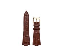 TROGPYXG Convex Watch Band Compatible With Tisso-t PRX Series Watch T137.407 Super Player T137.410 Cowhide Strap Replace The Bracelet 26x12mm(Brown D gold)