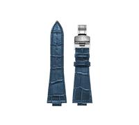 TROGPYXG Convex Watch Band Compatible With Tisso-t PRX Series Watch T137.407 Super Player T137.410 Cowhide Strap Replace The Bracelet 26x12mm(Blue silver)
