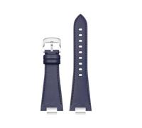 TROGPYXG Cowhide Leather Watchband Compatible With Tissot PRX Stainless Steel Quick Release Adapter Smooth Calfskin 27MM watch Strap Bracelet(B-dark blue)