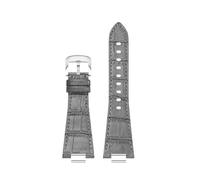 TROGPYXG Cowhide Leather Watchband Compatible With Tissot PRX Stainless Steel Quick Release Adapter Smooth Calfskin 27MM watch Strap Bracelet(A-grey)