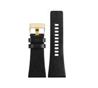 TROGPYXG Cowhide Strap Compatible With DIESEL Watchband Fit DZ7312 DZ4323 DZ7257 DZ4343 With Stainless Steel Pin Buckle Bands(Black gold pin,28mm)