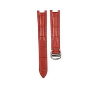 TROGPYXG Leather Watch Strap Compatible With Cartier Pasha Series Special Concave Watchband Stainless Steel Buckle Hard-wearing(Red,16mm)