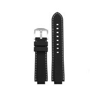 TROGPYXG Leather Watch Strap Compatible With Casio EFB-680 GSTB400 GST-B400/B200 ECB-10YD Modification Watchband 24x14mm Bracelet Black Blue(Silicone black-SR,24X12mm)