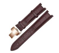 TROGPYXG Leather Watchband Compatible With Versace GC Wristband 22mm*13mm 20mm*11mm Notched Strap Men Withstainless Steel Butterfly Buckle(Brown-rosegold,22-13mm)
