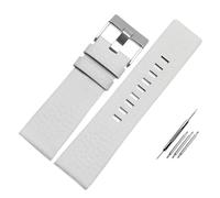 TROGPYXG Leather Watchband Watch Belt Compatible With Die-sel Strap DZ1657 DZ1405 DZ1206 DZ4323 DZ7313 DZ7257 Male 24mm 26mm 28mm Black Brown(White-silver,28mm)