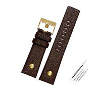TROGPYXG Leather Watchband Watch Belt Compatible With Die-sel Strap DZ1657 DZ1405 DZ1206 DZ4323 DZ7313 DZ7257 Male 24mm 26mm 28mm Black Brown(Brown-gold nails,28mm)