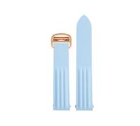 TROGPYXG Men's Fkm Rubber Watchband Compatible With Cartier Roadster Series Men Fluororubber Watch Strap Quick-release Folding Buckle Bracelet(Sky blue-rose gold)