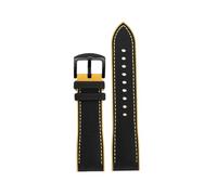 TROGPYXG Nylon silicone rubber bottom watch strap waterproof black blue red orange watchband Compatible With Omega Compatible With Tudor(Black yellow-B pin,24mm)