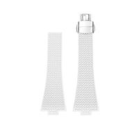 TROGPYXG Quick Release Watch Band Compatible With Tissot PRX Series 11mm 12mm T137.407/T137.410 Super Player Fluororubber FKM Watch Strap Bracelet(White-silver,12mm)