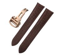 TROGPYXG Real Crocodile Leather American Alligator Watchband Compatible With Cartier SOLO Santos 19mm 20mm 23mm 24mm 18mm Colorful Watch Strap(Brown Rosegold,23mm)