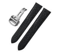 TROGPYXG Real Crocodile Leather American Alligator Watchband Compatible With Cartier SOLO Santos 19mm 20mm 23mm 24mm 18mm Colorful Watch Strap(Black Silver,24mm)