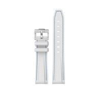 TROGPYXG Replacement 20mm Curved No Gap Silicone Strap Compatible With Omega X Swatch Moonswatch Speedmaster Men Women Watch Band(White blue line)