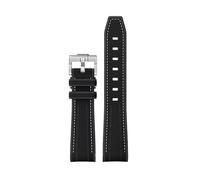 TROGPYXG Replacement 20mm Curved No Gap Silicone Strap Compatible With Omega X Swatch Moonswatch Speedmaster Men Women Watch Band(Black white line)