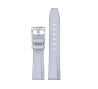 TROGPYXG Replacement 20mm Curved No Gap Silicone Strap Compatible With Omega X Swatch Moonswatch Speedmaster Men Women Watch Band(Gray white line)