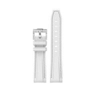 TROGPYXG Replacement 20mm Curved No Gap Silicone Strap Compatible With Omega X Swatch Moonswatch Speedmaster Men Women Watch Band(White black line)