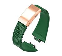 TROGPYXG Replacement FKM Rubber Strap Compatible With Tissot PRX 35mm/40mm 11-12mm Folding Clasp Sport Waterproof Quick Release Band (Green Rose gold,NO Black)