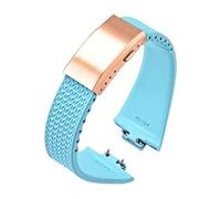 TROGPYXG Replacement FKM Rubber Strap Compatible With Tissot PRX 35mm/40mm 11-12mm Folding Clasp Sport Waterproof Quick Release Band (Light blue Rose gold,NO Black)