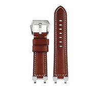 TROGPYXG Replacement Italian Cowhide Leather Strap Compatible With Casio MTG-B1000/MTG-G1000 24mm Modified Men‘s Watch Band (Dark brown silver)