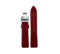 TROGPYXG Retro Cowhide Watchband Compatible With Casio AE1200 AE1300 A158 A158W/A168/f91w AE-1200WHD/A159/A169 Men Vintage Watch Strap Bracelet(B-Red-silver)