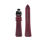 TROGPYXG Retro Leather Watch Band Compatible With Casio AE1200 AE1300/1000 A158W A168 W-216H Vintage Cowhide Strap18mm Convex End Chain(Red-Black B)