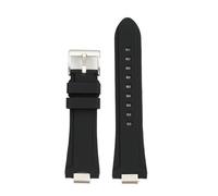 TROGPYXG Silicone Rubber Watch Strap Compatible With Tissot PRX Series T137.410/407 Convex Joint Quick Release Black Blue Red Watchband(Black-S pin,26x12mm)