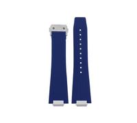 TROGPYXG Silicone Rubber Watch Strap Compatible With Tissot PRX T137.407 .410 Convex Joint Black Orange Blue Green Brown Watchband Folding Buckle(Blue-silver)