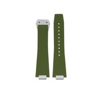 TROGPYXG Silicone Rubber Watch Strap Compatible With Tissot PRX T137.407 .410 Convex Joint Black Orange Blue Green Brown Watchband Folding Buckle(Green-silver)