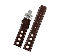 TROGPYXG Soft Cowhide Leather Strap Compatible With Tissot PRS516 Racing Series T044/T091 20mm Folding Clasp Sports Watch Band Waterproof(Brown white,20mm no clasp)