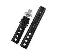 TROGPYXG Soft Cowhide Leather Strap Compatible With Tissot PRS516 Racing Series T044/T091 20mm Folding Clasp Sports Watch Band Waterproof(Black,20mm no clasp)